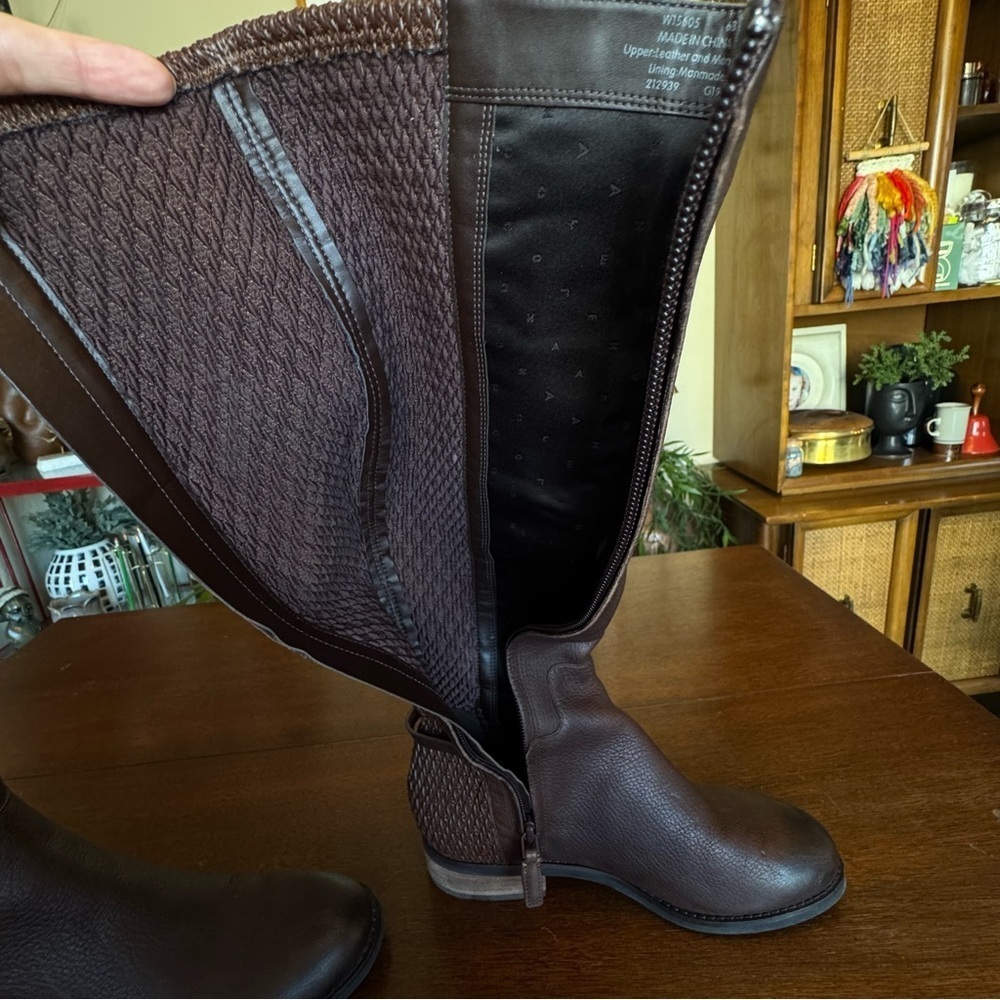Cole Haan Isabell Stretch Riding Boot Chestnut Brown Leather Low Block Heel | 6 - Picture 8 of 11